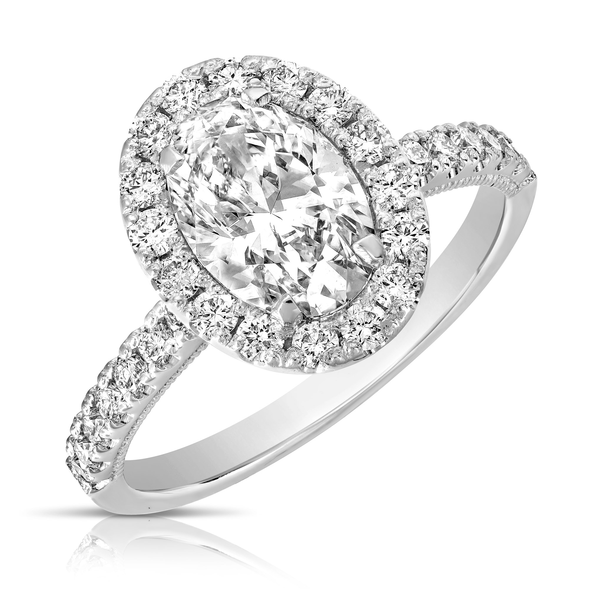 1 1/2 CT Center Oval Halo Lab Grown Engagement Ring CDHOV.150W4